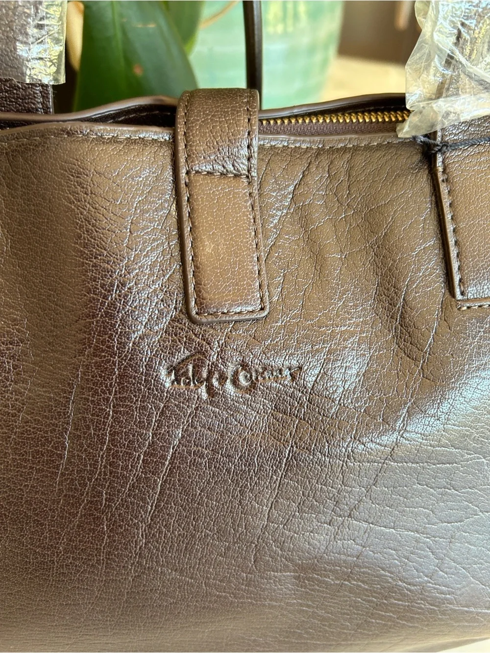 Foley + Corinna Dark‎ Brown Leather Top-Handle Satchel with Gold Hardware